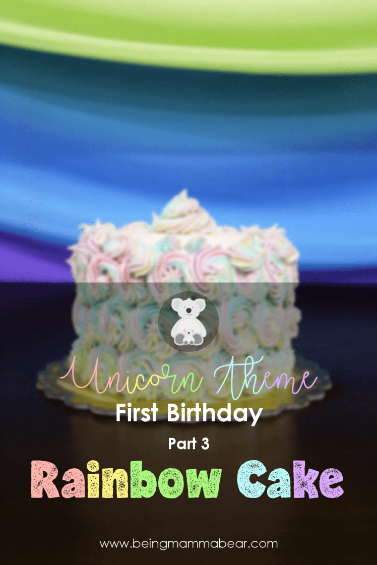 Being Mamma Bear - Unicorn Theme First Birthday Cake Pinterest Graphic 2