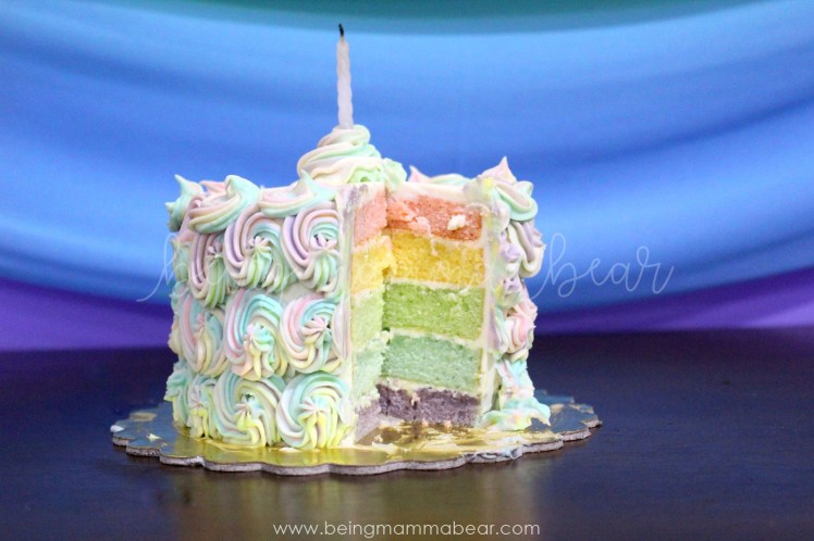 Being Mamma Bear - Unicorn Theme First Birthday Rainbow Cake with Vanilla Buttercream frosting 22