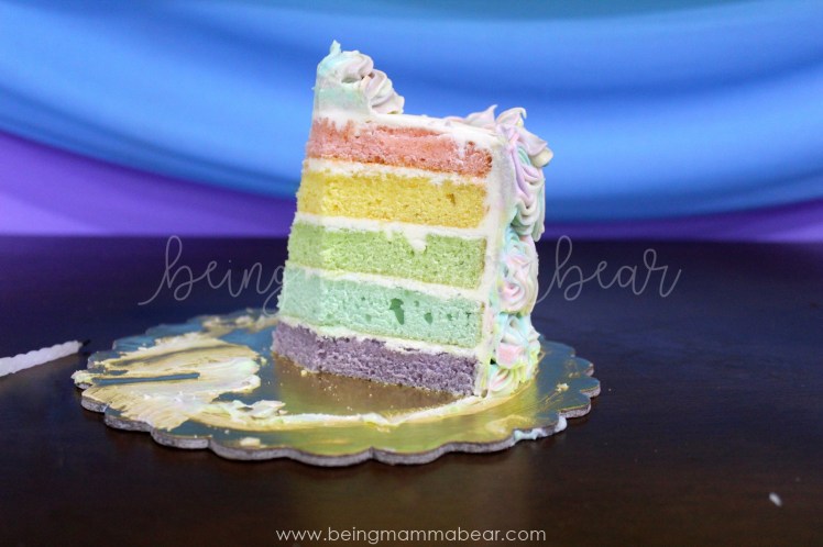 Being Mamma Bear - Unicorn Theme First Birthday Rainbow Cake with Vanilla Buttercream frosting 24
